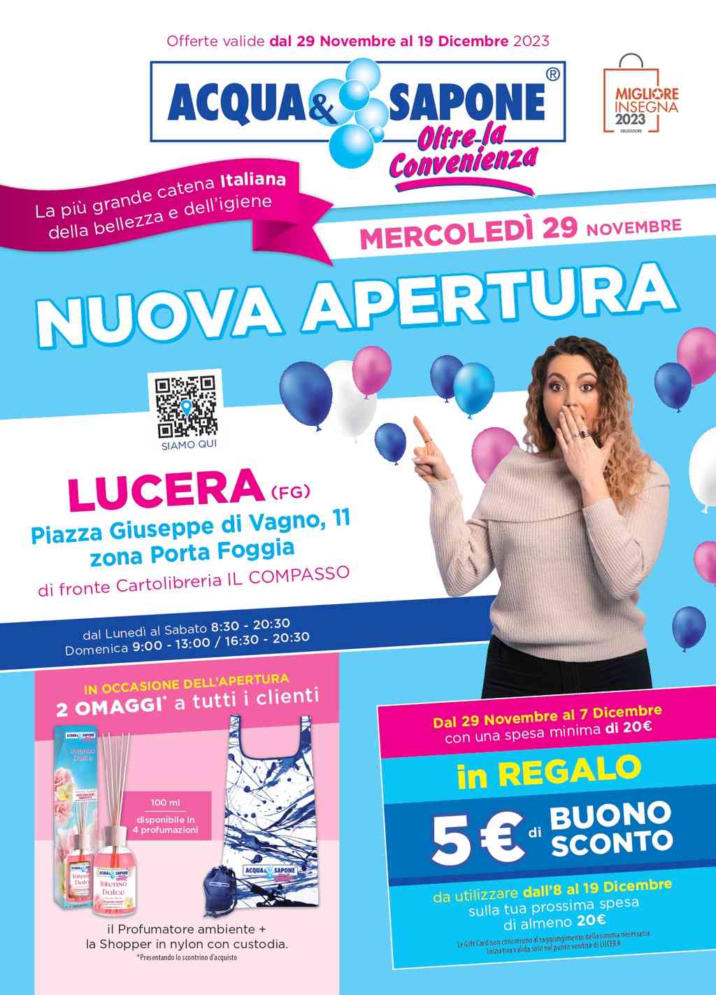 Volantino Acqua e Sapone Nuova apertura Lucera dal 29 novembre al 19 dicembre 2023