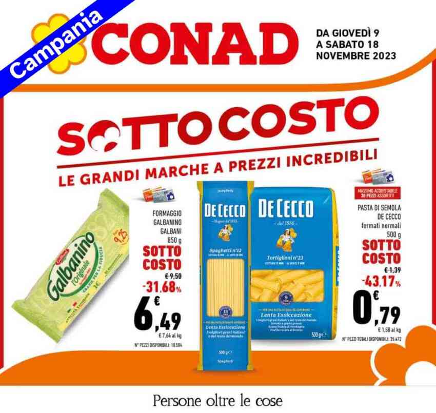 Volantino Conad Campania dal 9 al 18 novembre 2023  
