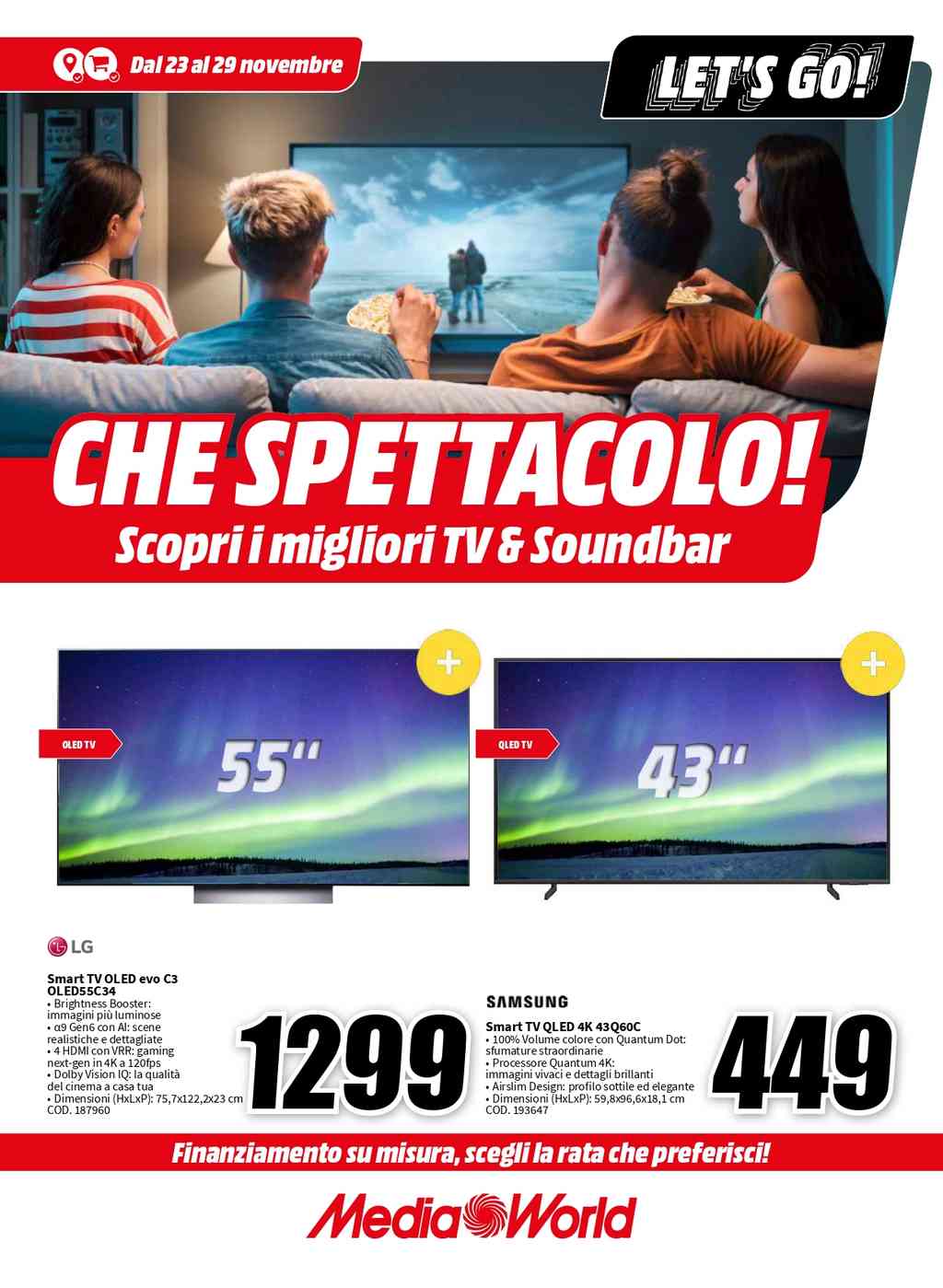 Volantino Mediaworld Speciale TV e Soundbar dal 23 novembre 2023