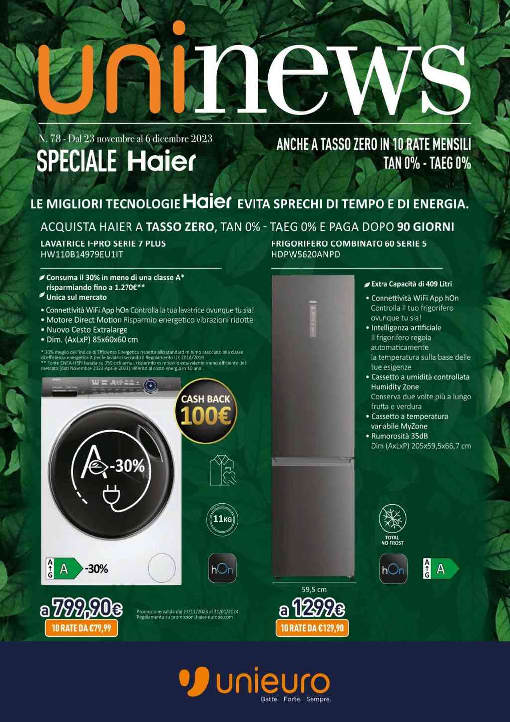 Volantino Uniero Speciale Haier dal 23 novembre al 6 dicembre 2023