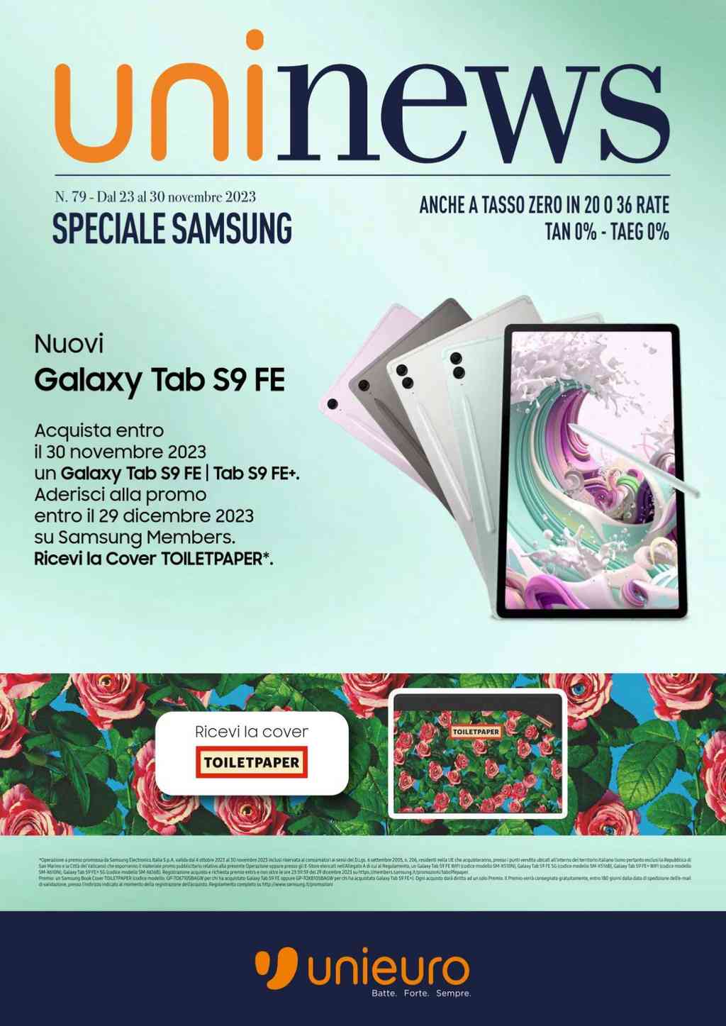 Volantino Unieuro Speciale Samsung dal 23 novembre 2023