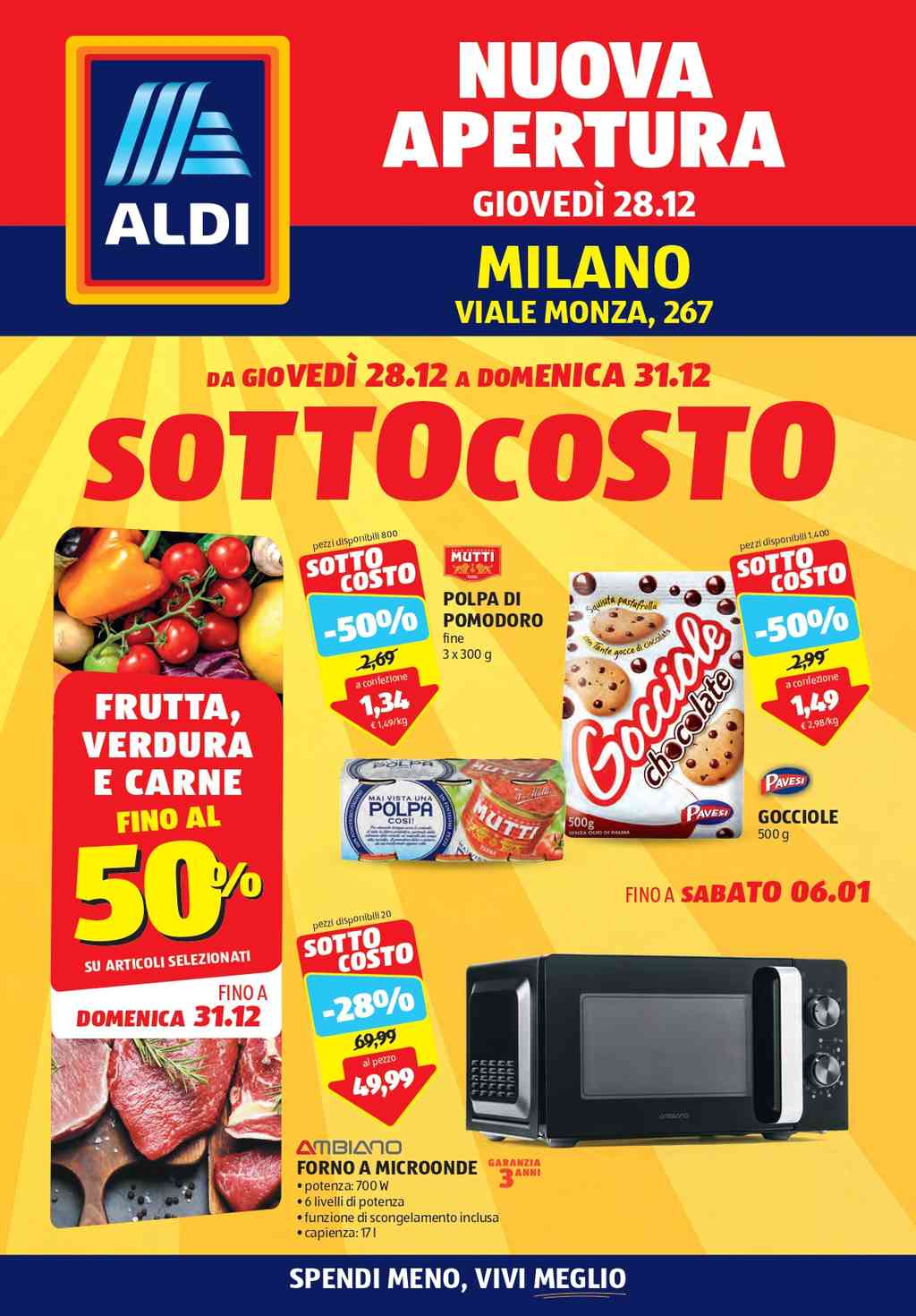Volantino Aldi Nuova Apertura Milano dal 28 dicembre 2023 al 6 gennaio 2024