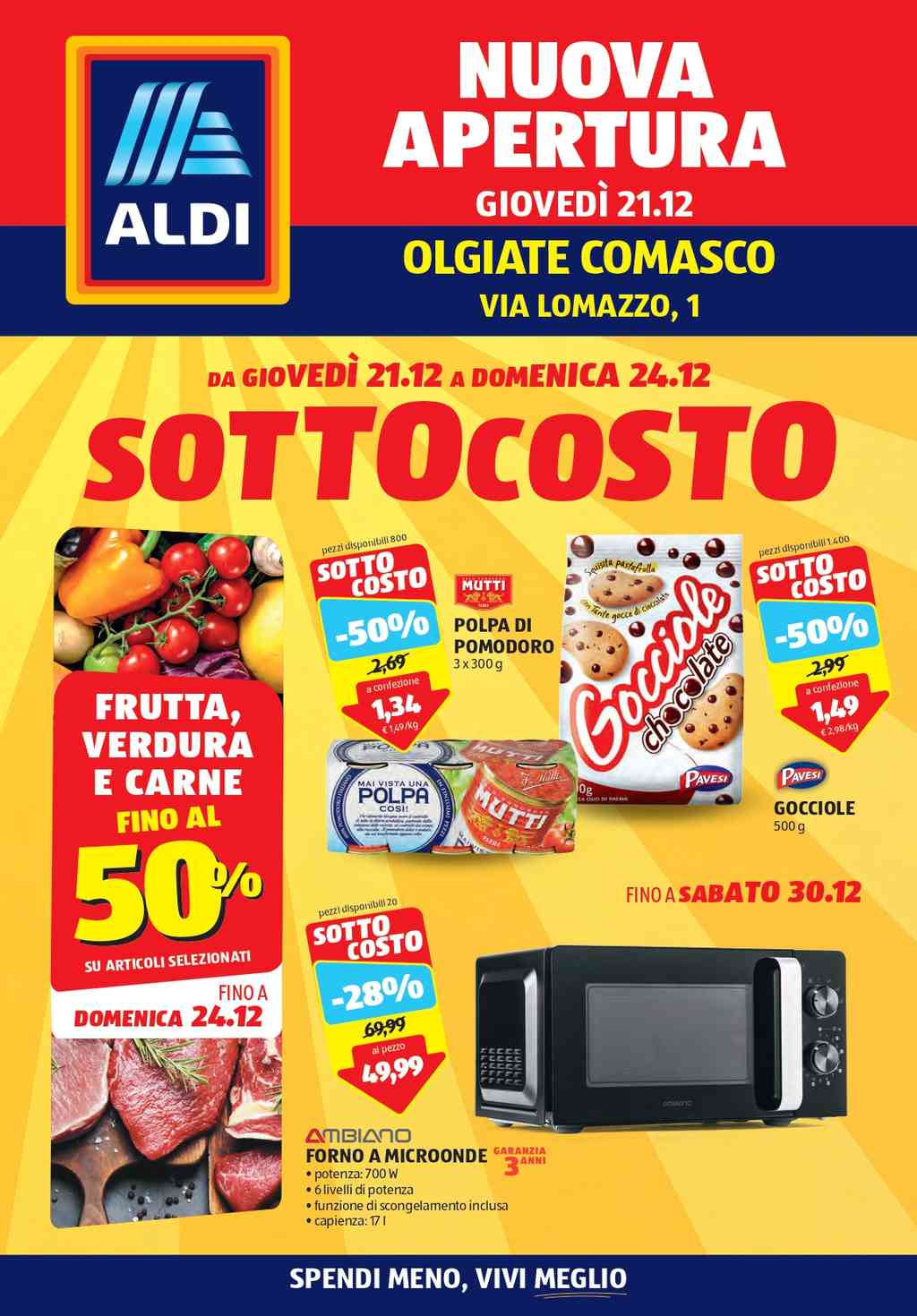Volantino Aldi Nuova Apertura a Olgiate Comasco dal 21 al 30 dicembre 2023