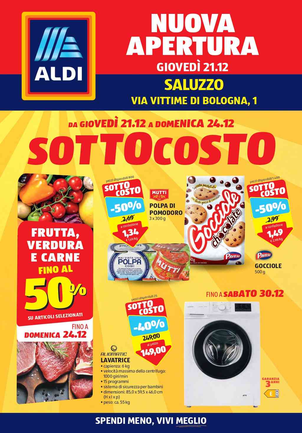 Volantino Aldi Nuova Apertura a Saluzzo dal 21 al 30 dicembre 2023