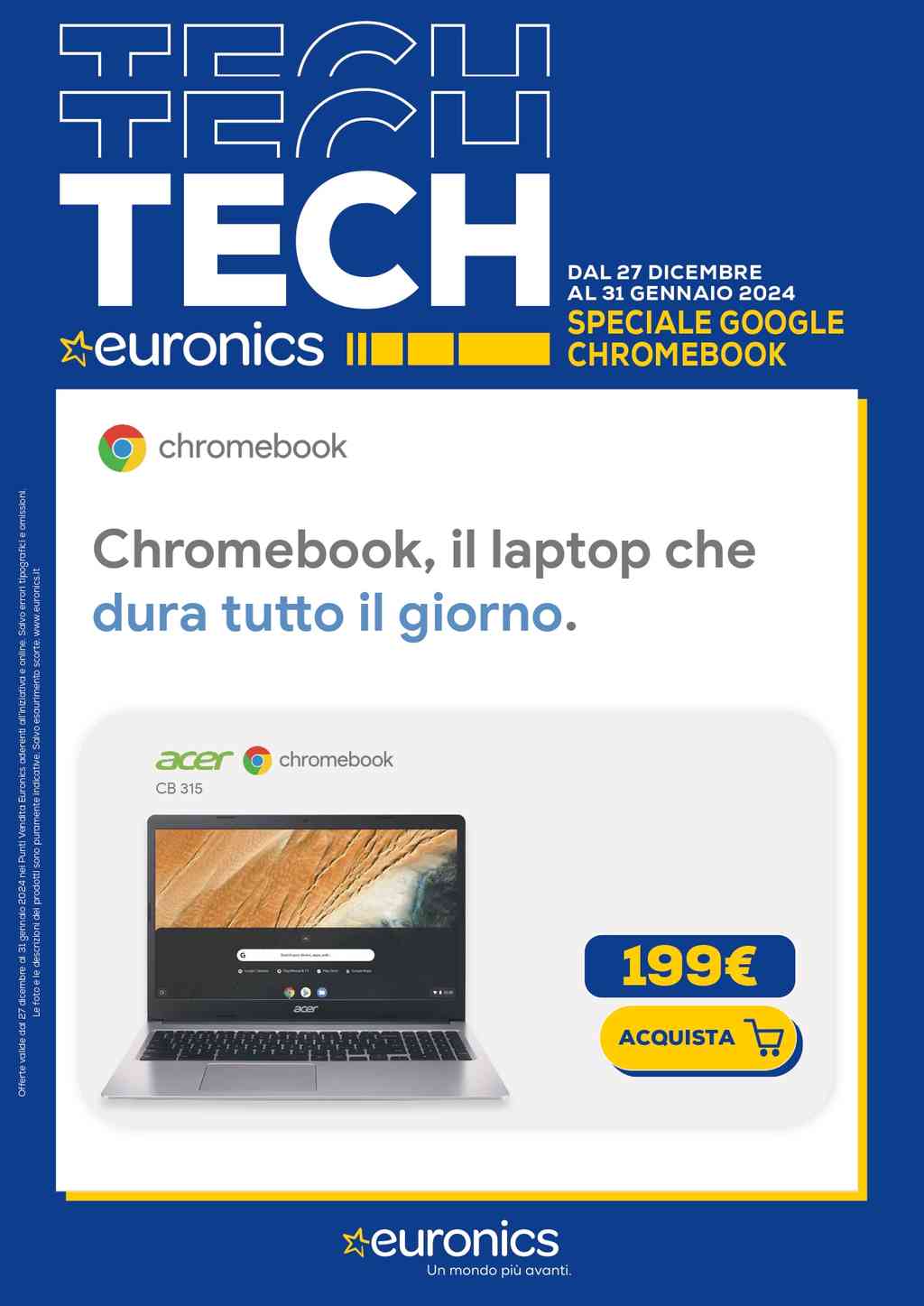 Volantino Euronics Speciale Chromebook dal 27 dicembre 2023 dal 31 gennaio 2024