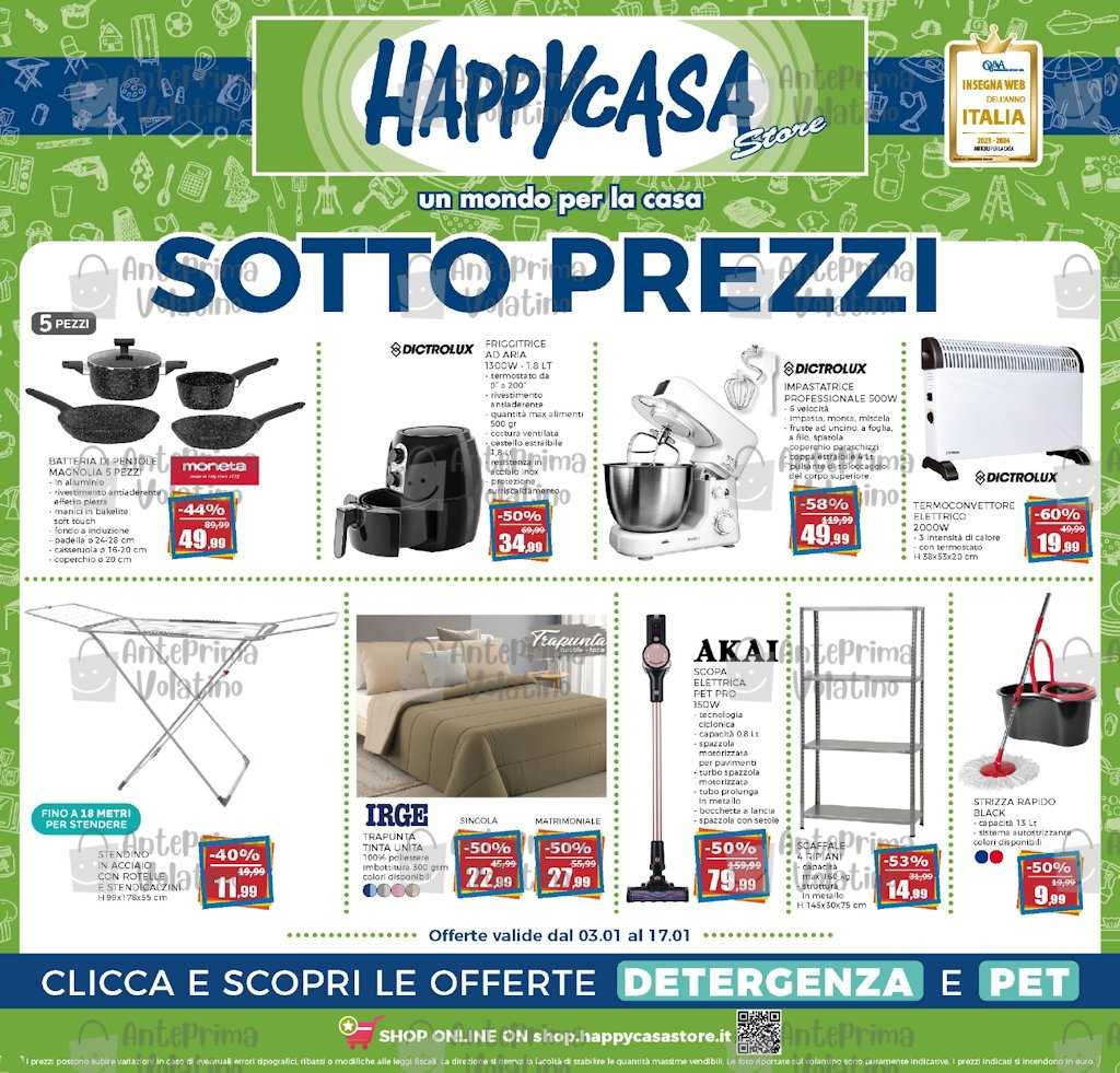 Volantino Happy Casa dal 3 al 17 gennaio 2024