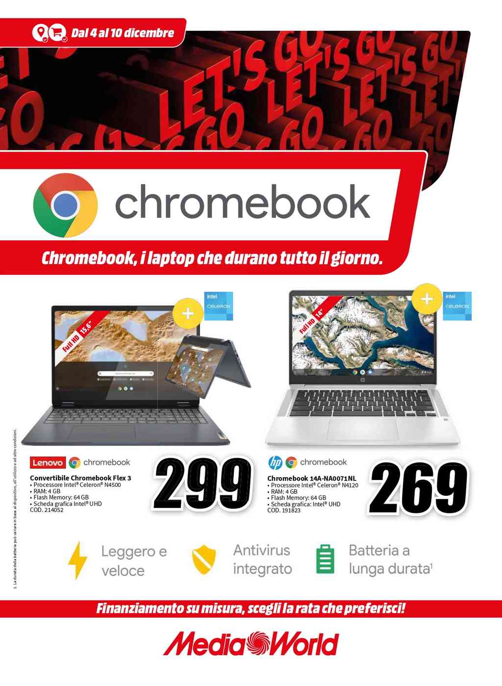 Volantino Mediaworld Chromebook dal 4 al 10 dicembre 2023