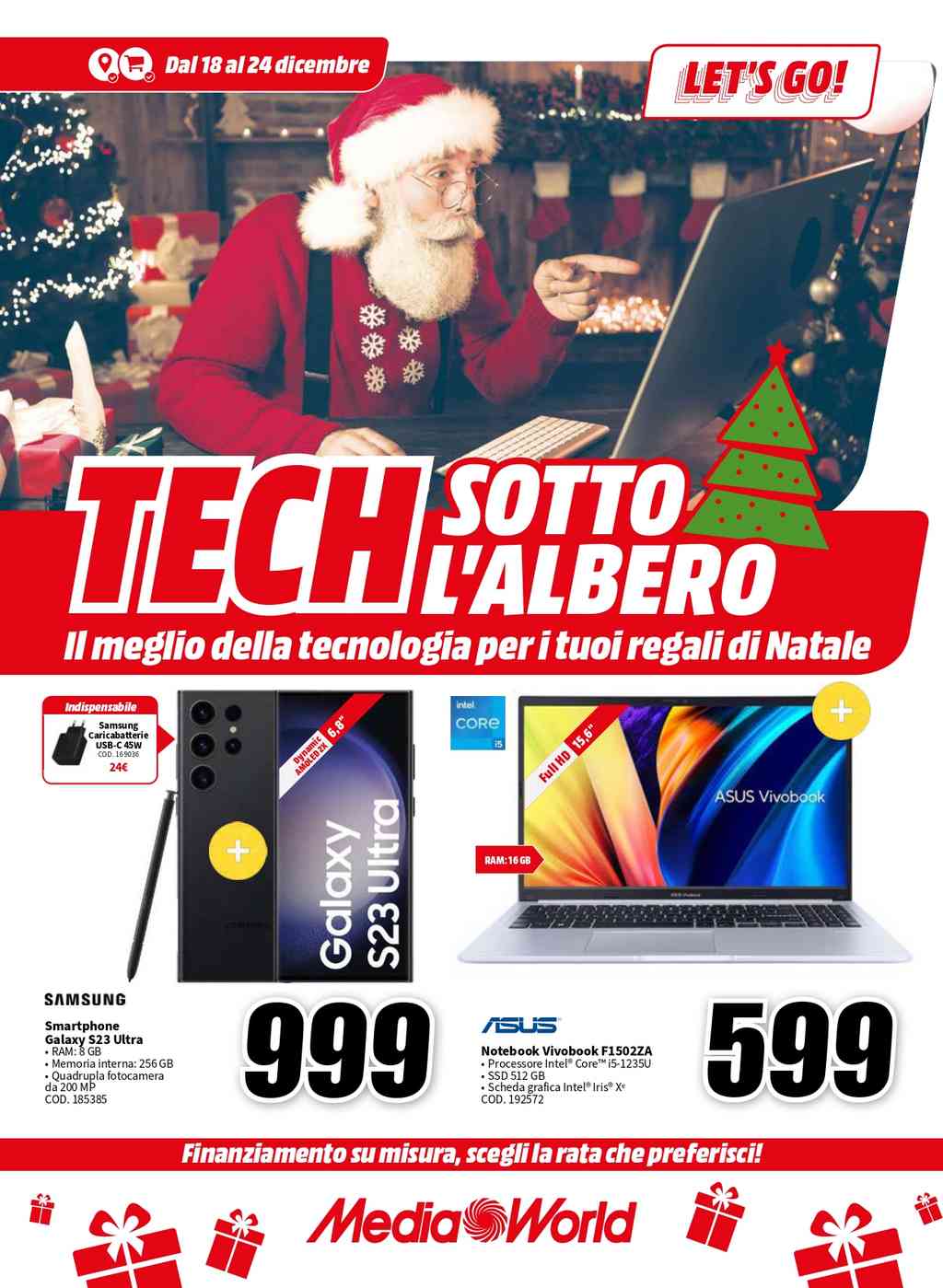 Volantino Mediaworld dal 18 al 24 dicembre 2023