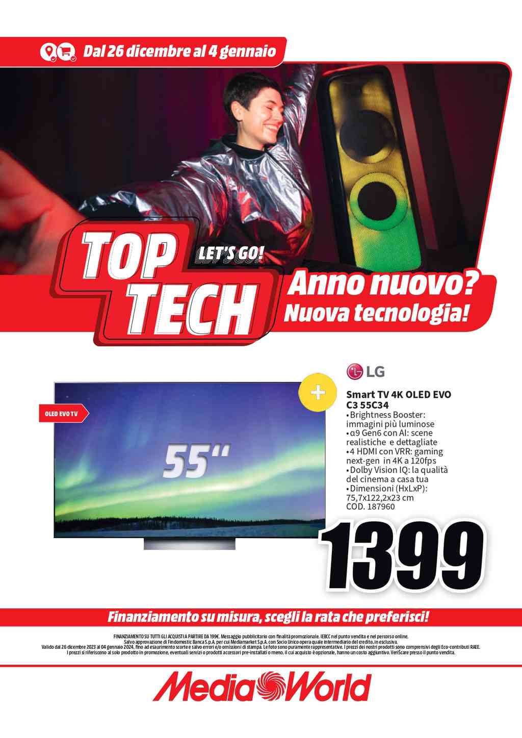 Volantino Mediaworld dal 26 dicembre 2023 dal 4 gennaio 2024