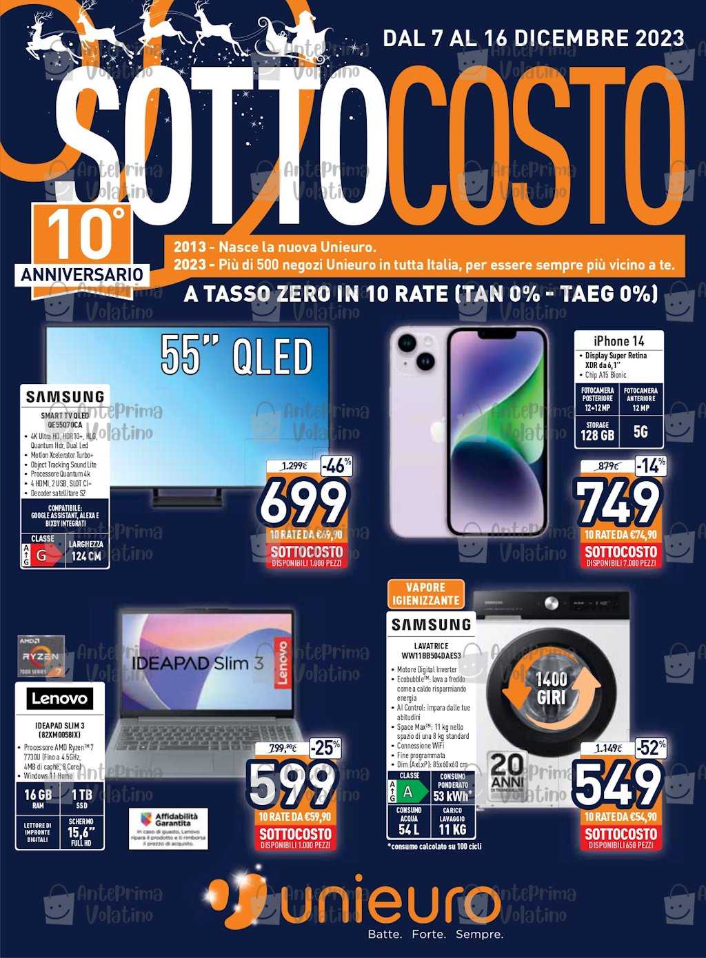 Volantino Unieuro dal 7 al 16 dicembre 2023