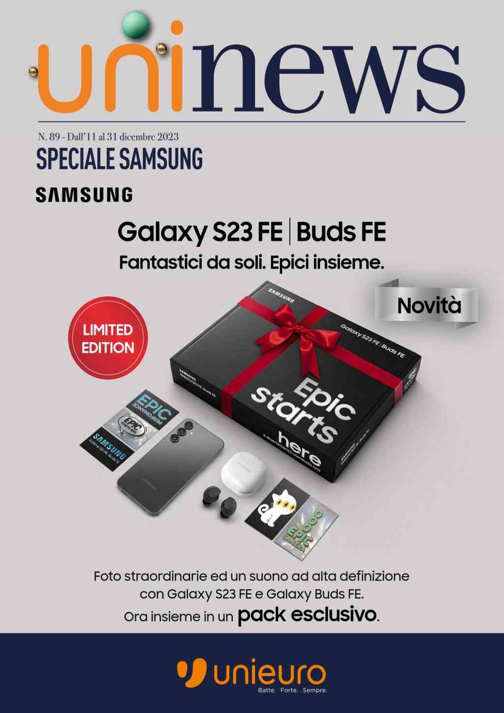 Volantino Unieuro Speciale Samsung dal 11 al 31 dicembre 2023