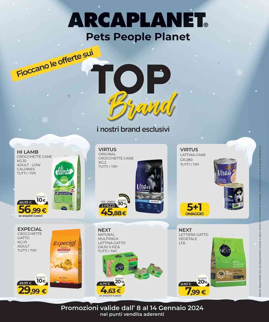 Volantino Arcaplanet dal 8 al 14 gennaio 2024