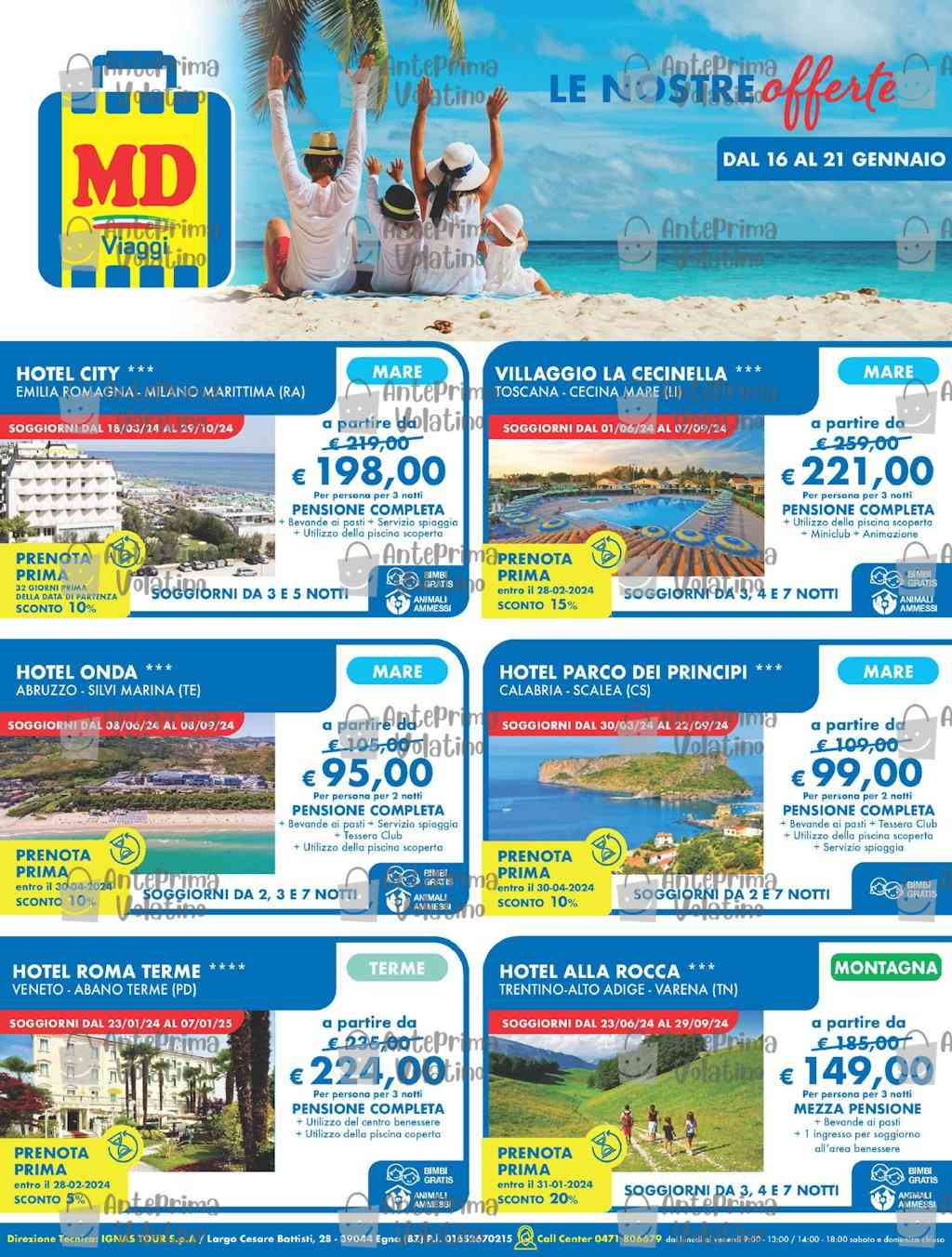 Volantino MD Viaggi dal 16 al 21 gennaio 2024