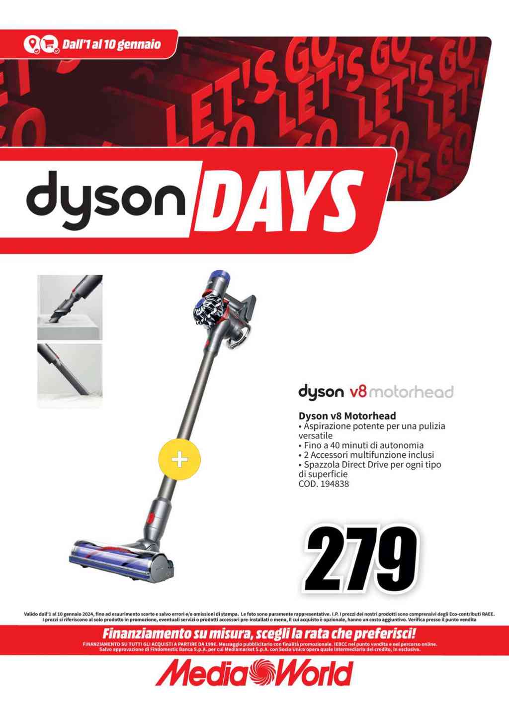 Volantino Mediaworld Speciale Dyson dal 1 al 10 gennaio 2024