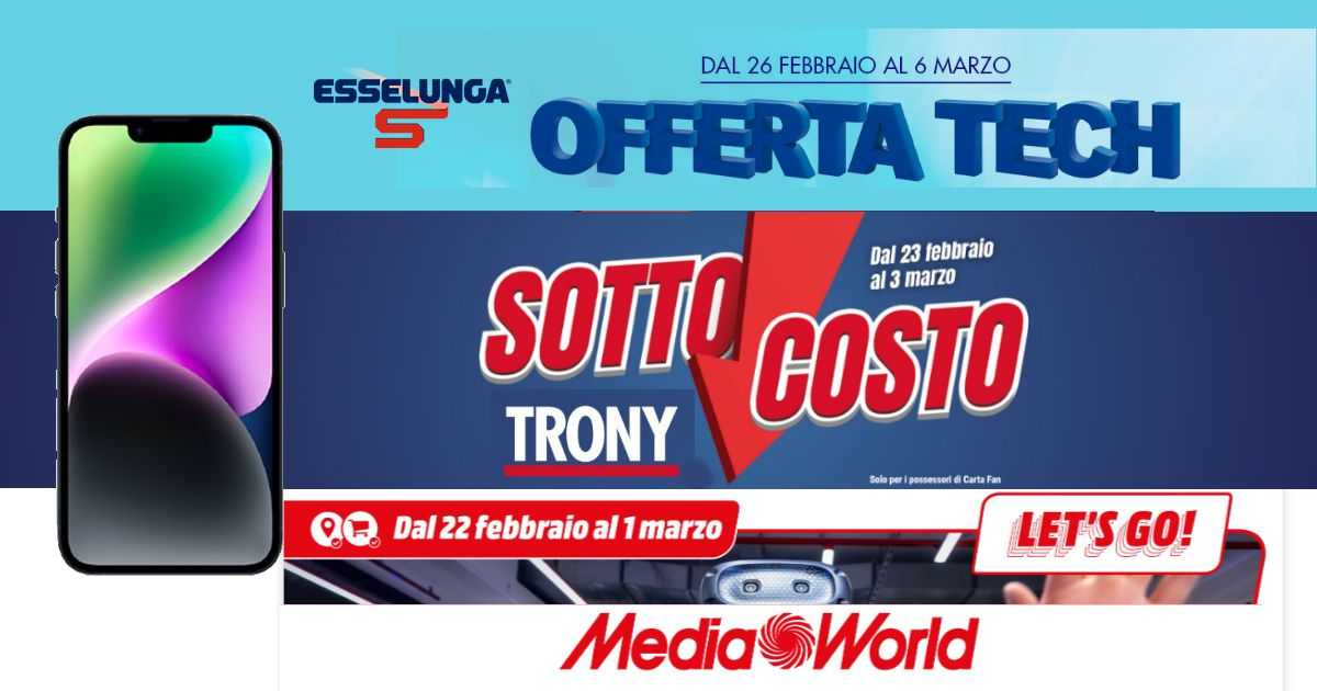 iPhone 14 in offerta: dove costa meno tra Esselunga, Trony e Mediaworld