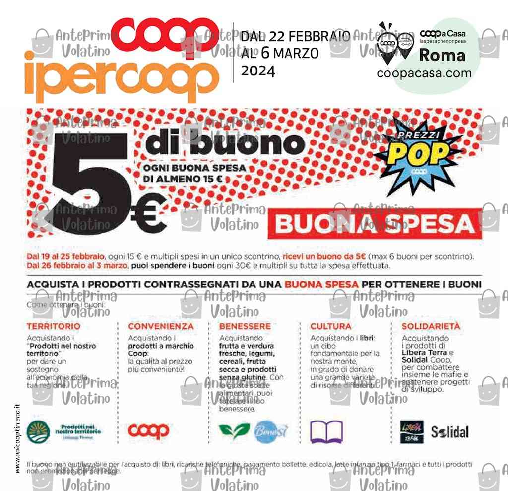 Volantino Coop Ipercoop Tirreno dal 22 febbraio al 6 marzo 2024