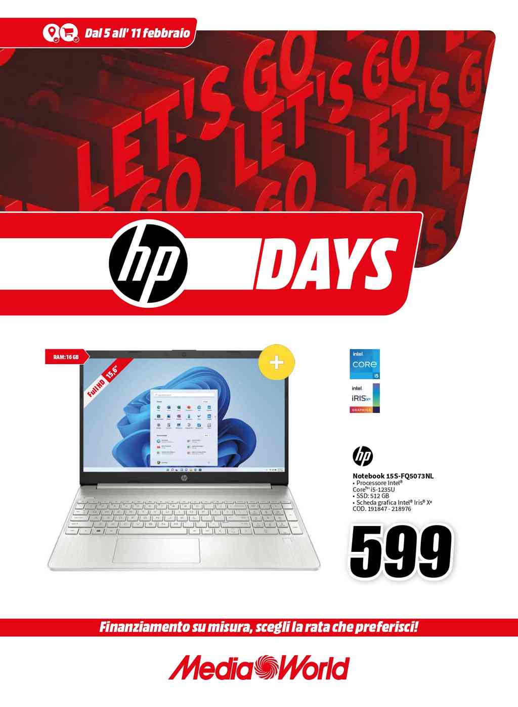Volantino Mediaworld HP Days dal 5 al 11 febbraio 2024
