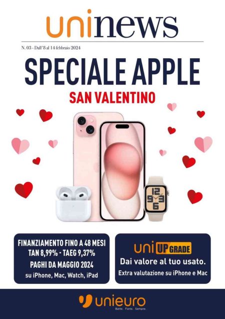 Volantino Unieuro Speciale Apple dal 8 al 14 febbraio 2024