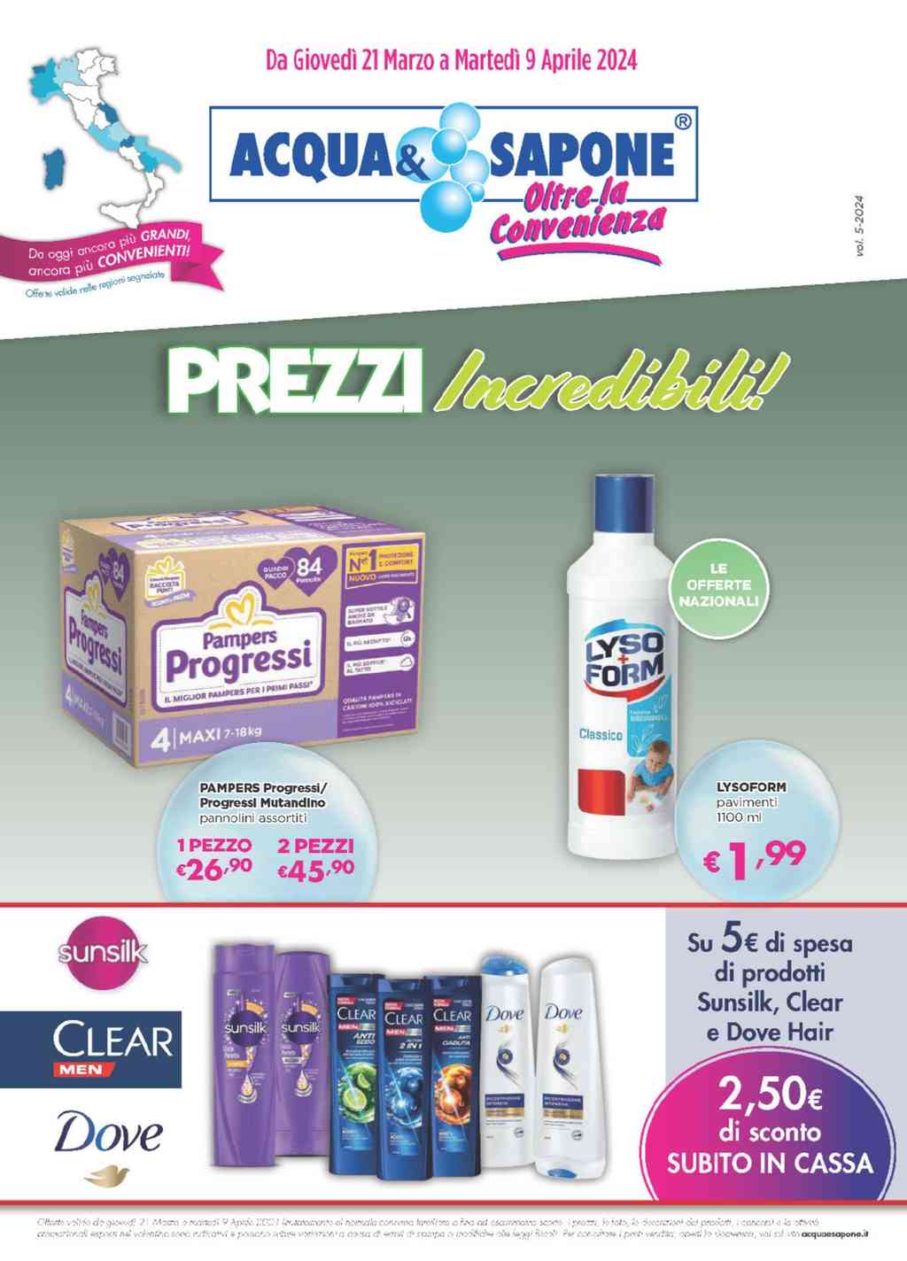 Volantino Acqua e Sapone dal 21 marzo al 9 aprile 2024