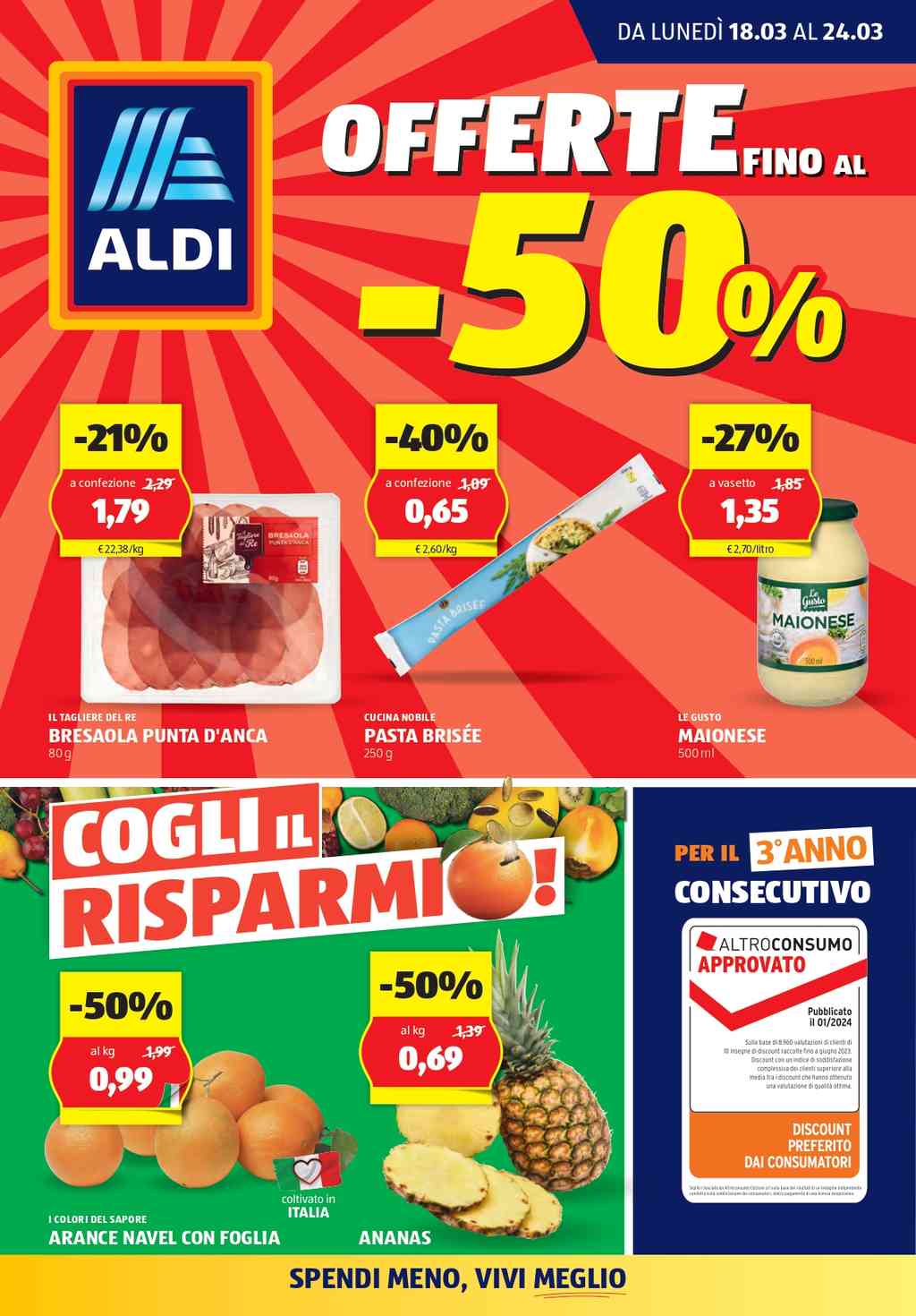 Volantino Aldi dal 18 al 24 marzo 2024