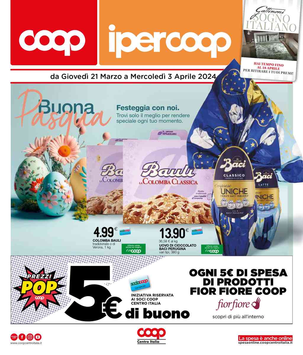 Volantino Coop Ipercoop Centro Italia dal 21 marzo al 3 aprile 2024