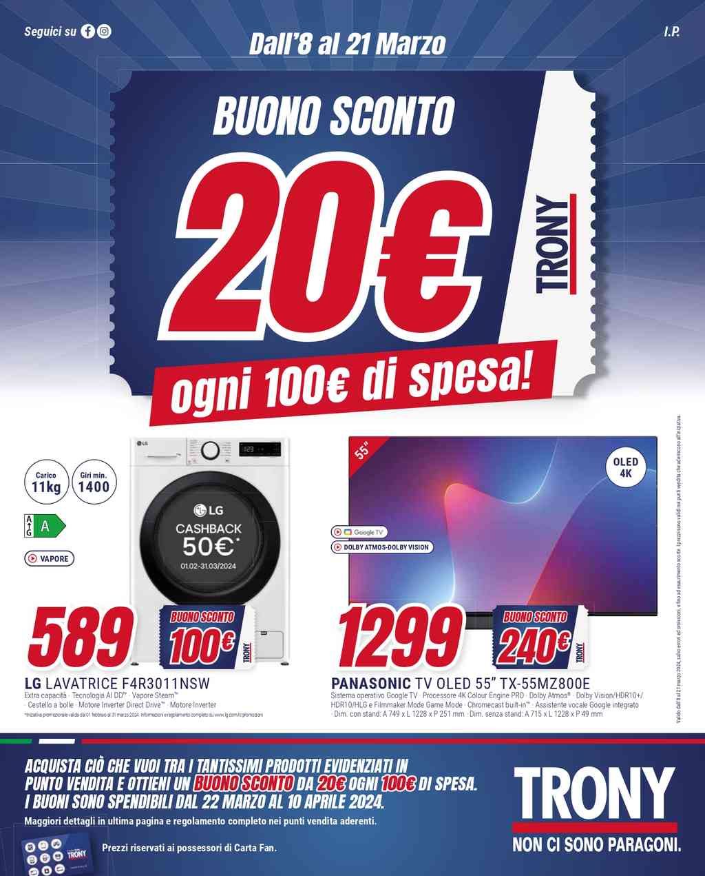 Volantino Trony dal 8 al 21 marzo 2024