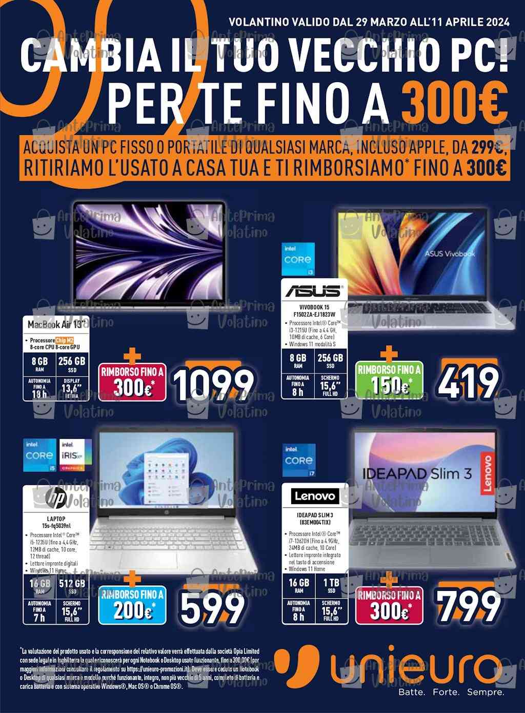 Volantino Unieuro dal 29 marzo al 11 aprile 2024