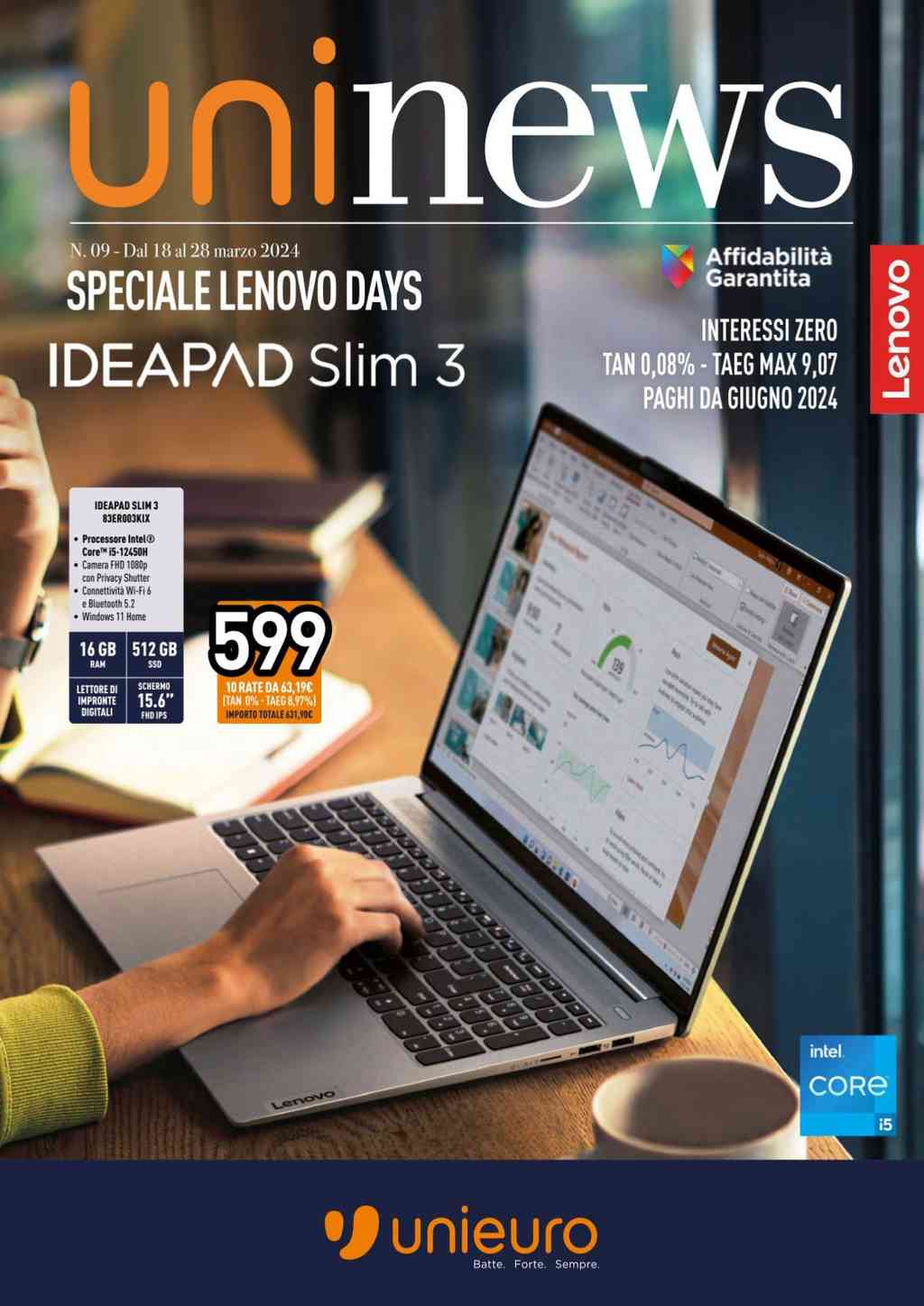 Volantino Unieuro Lenovo dal 18 al 28 marzo al 2024