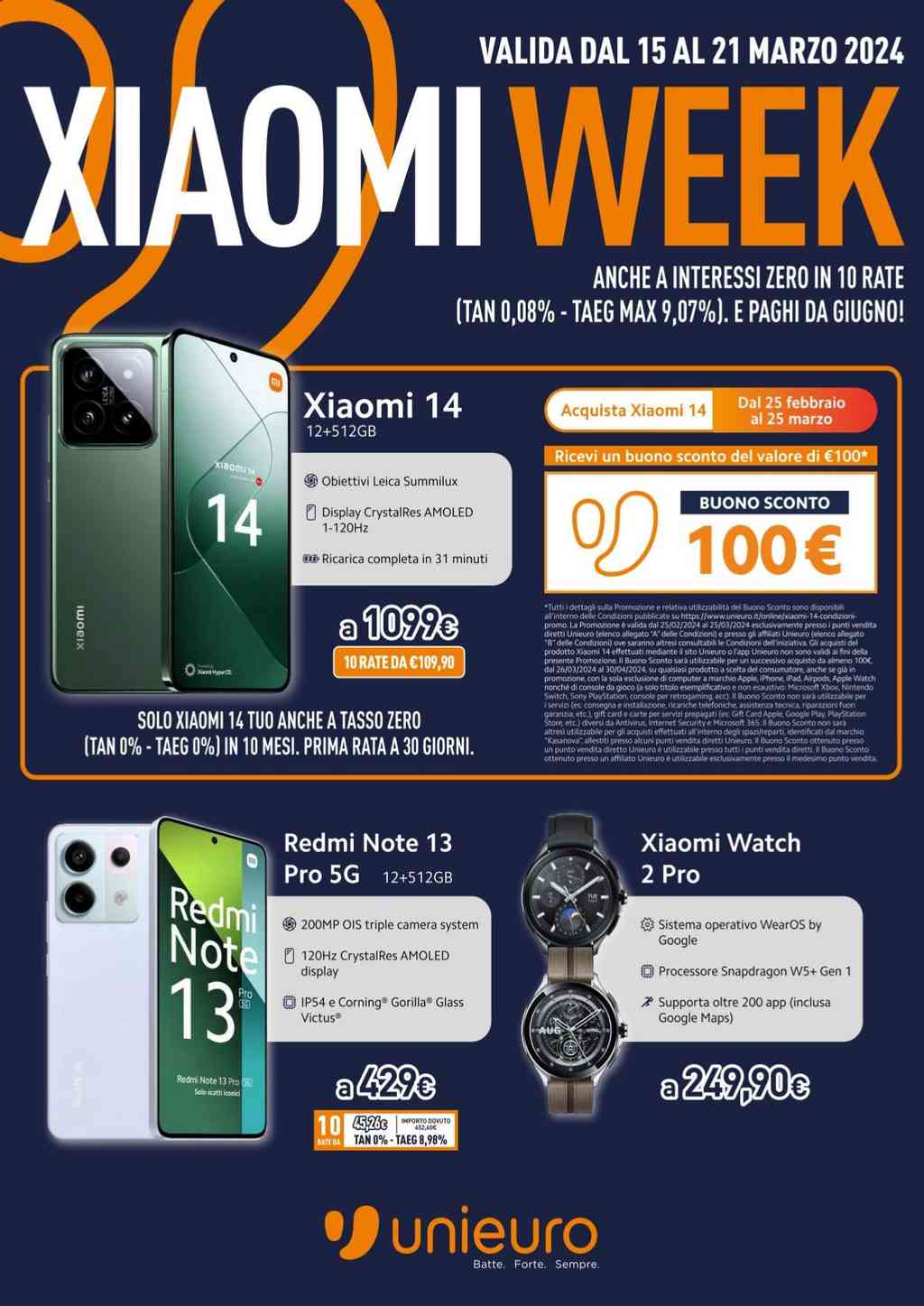 Volantino Unieuro Xiaomi Week dal 15 al 21 marzo 2024