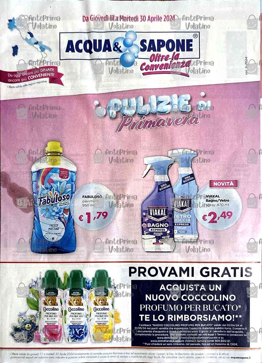 Volantino Acqua e Sapone dal 11 al 30 aprile 2024