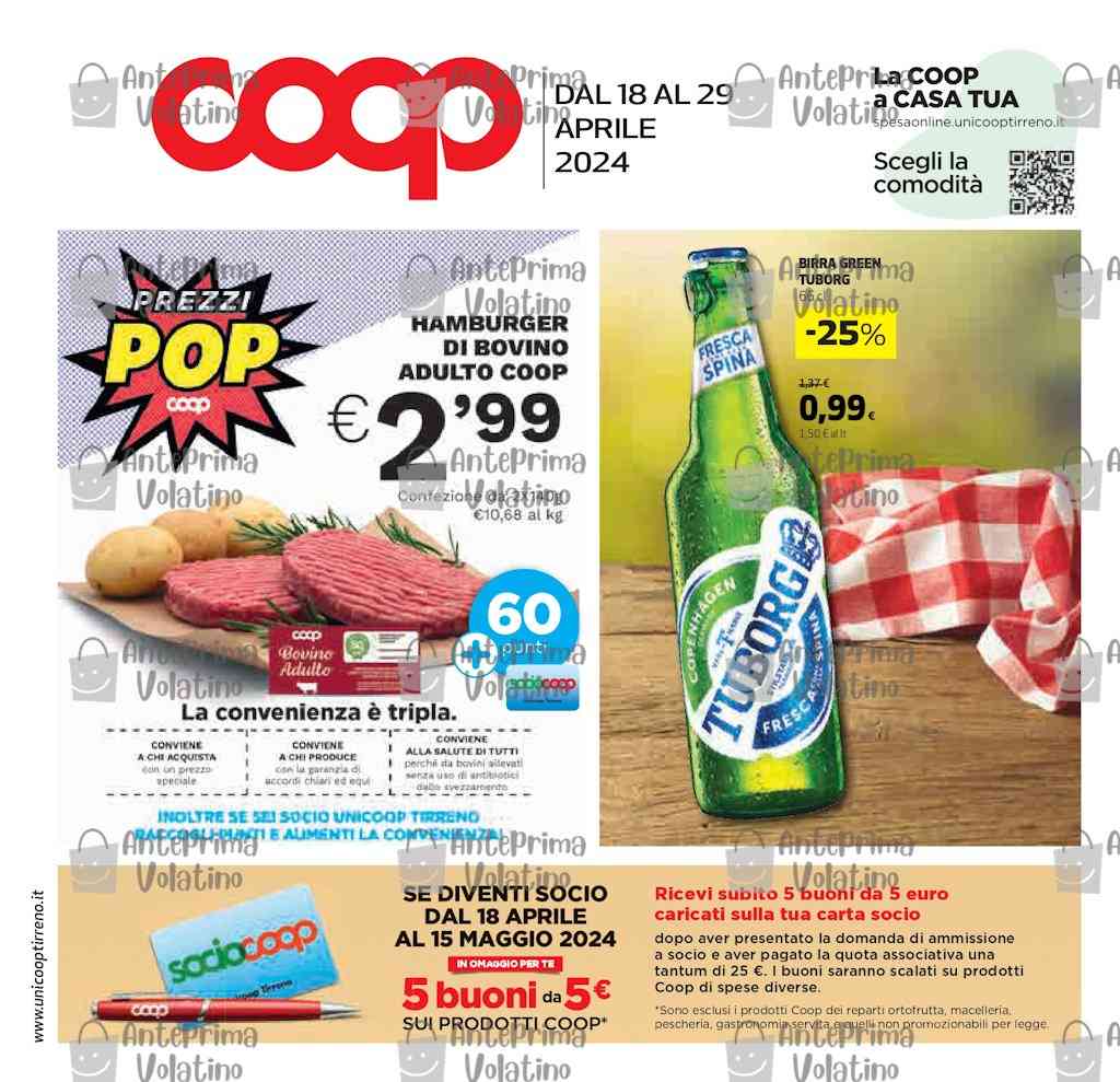 Volantino Coop Tirreno Toscana dal 18 al 29 aprile 2024