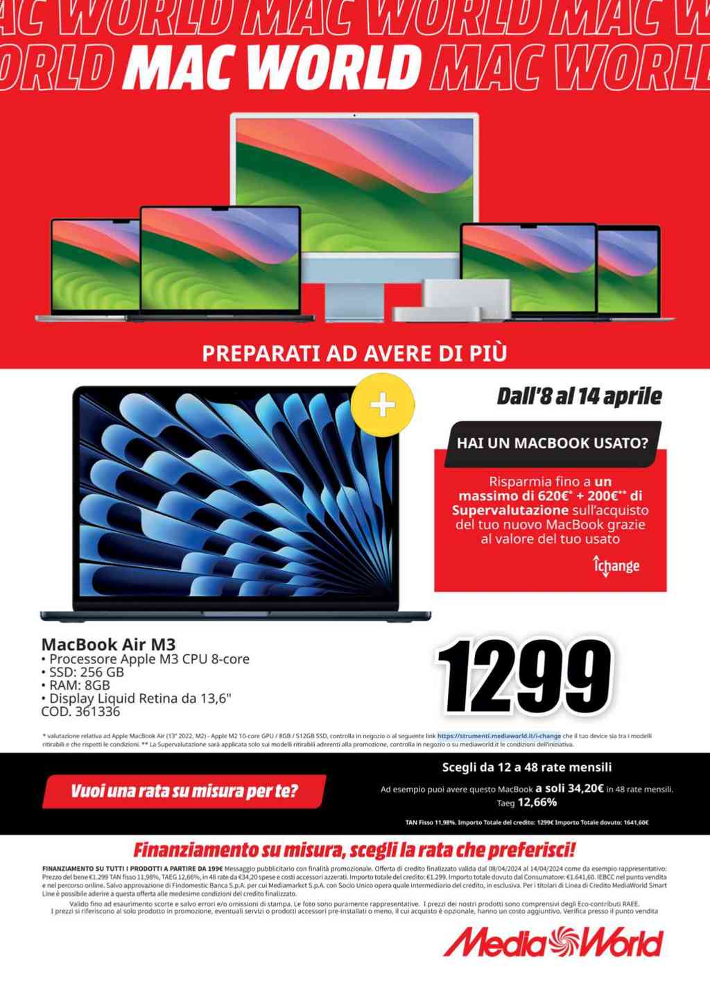 Volantino Mediaworld Mac World dal 8 al 14 aprile 2024