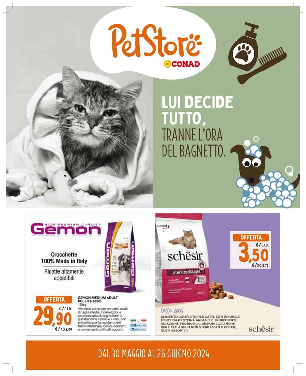 Volantino Conad Pet Store dal 30 maggio al 26 giugno 2024