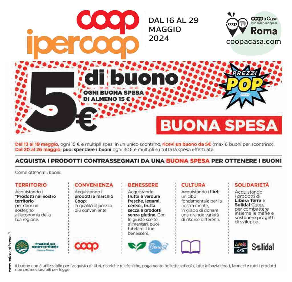 Volantino Coop Ipercoop Tirreno dal 16 al 29 maggio 2024