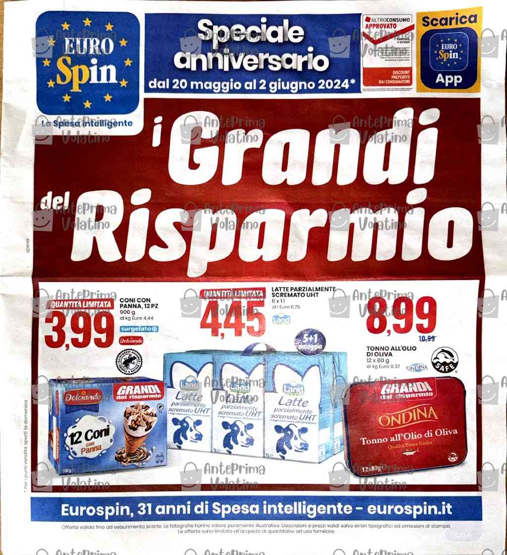 Volantino Eurospin dal 20 maggio al 2 giugno 2024