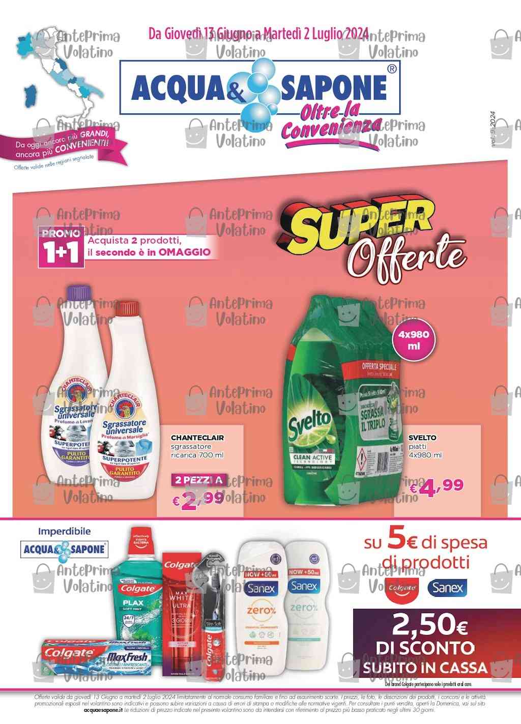 Volantino Acqua e Sapone dal 13 giugno al 2 luglio 2024