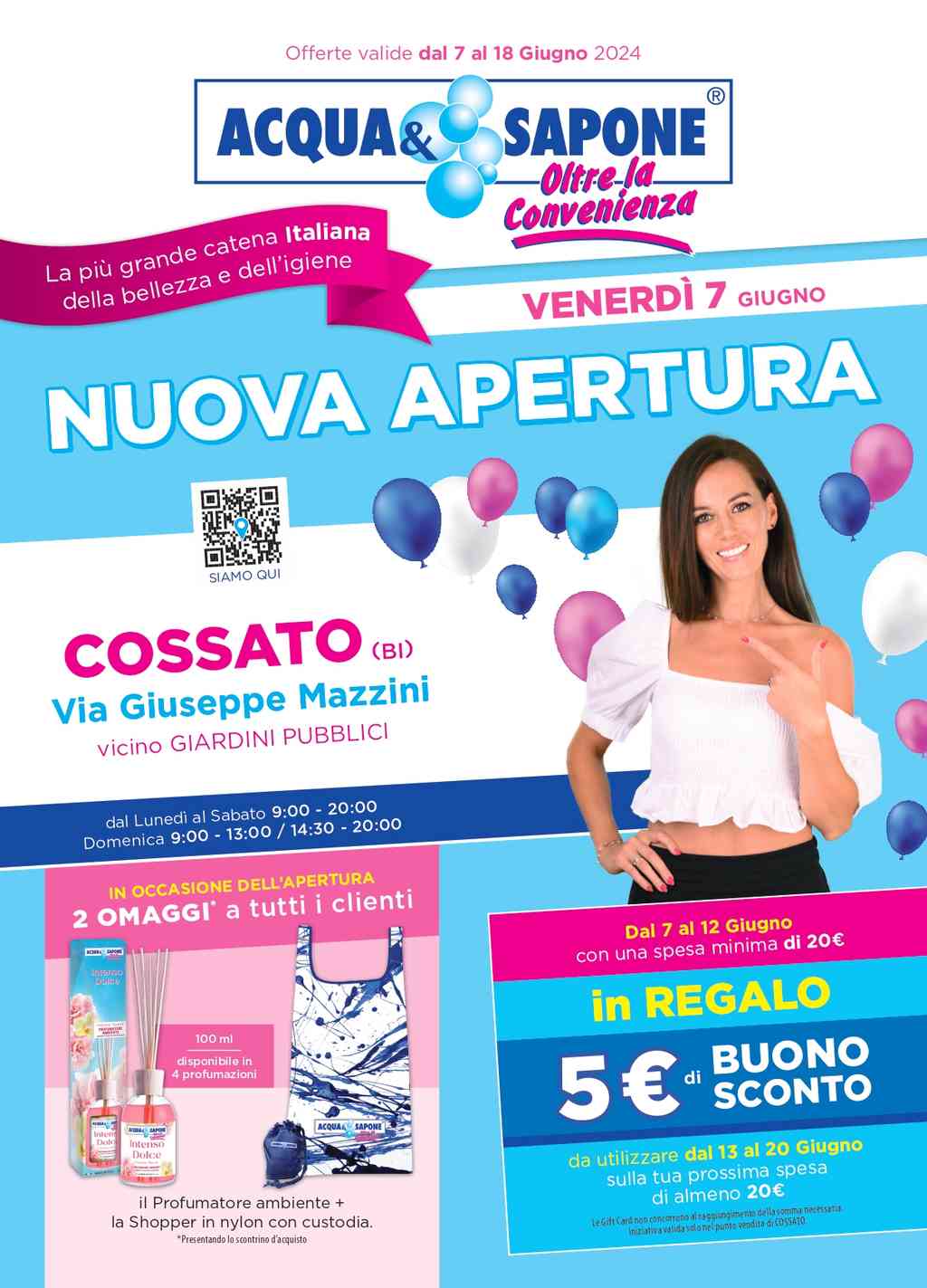 Volantino Acqua e Sapone Nuova apertura Cossato dal 7 al 18 giugno 2024