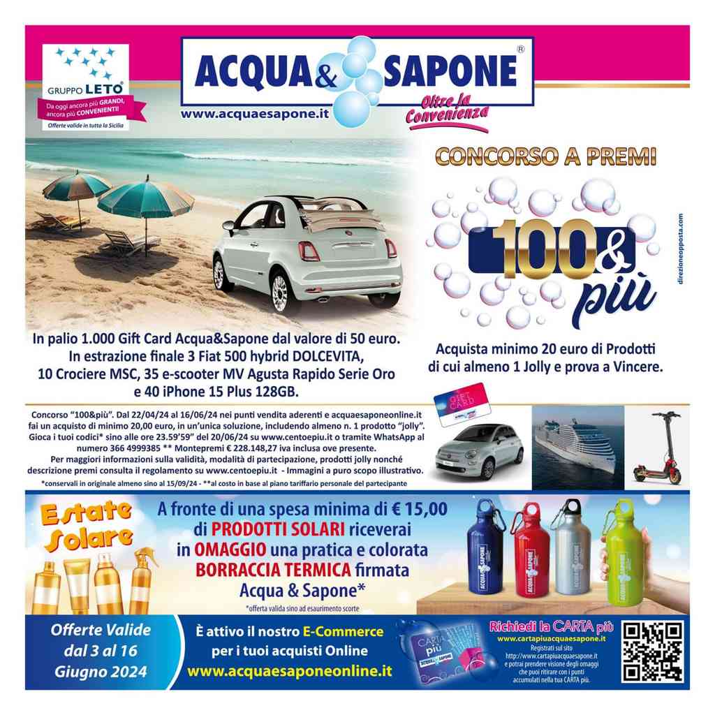 Volantino Acqua e Sapone Sicilia dal 3 al 16 giugno 2024