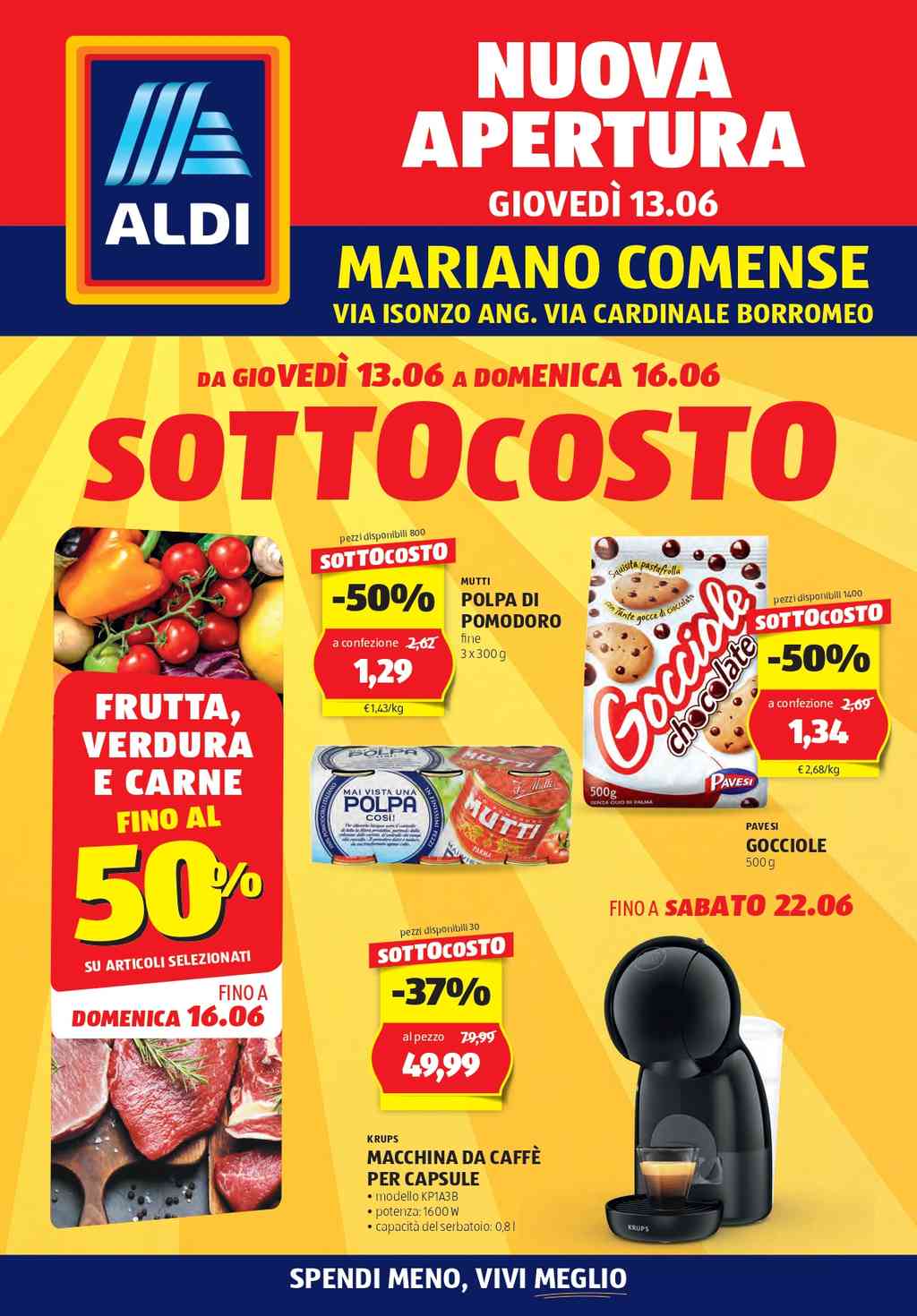 Volantino Aldi nuova apertura Mariano Comense dal 13 al 22 giugno 2024