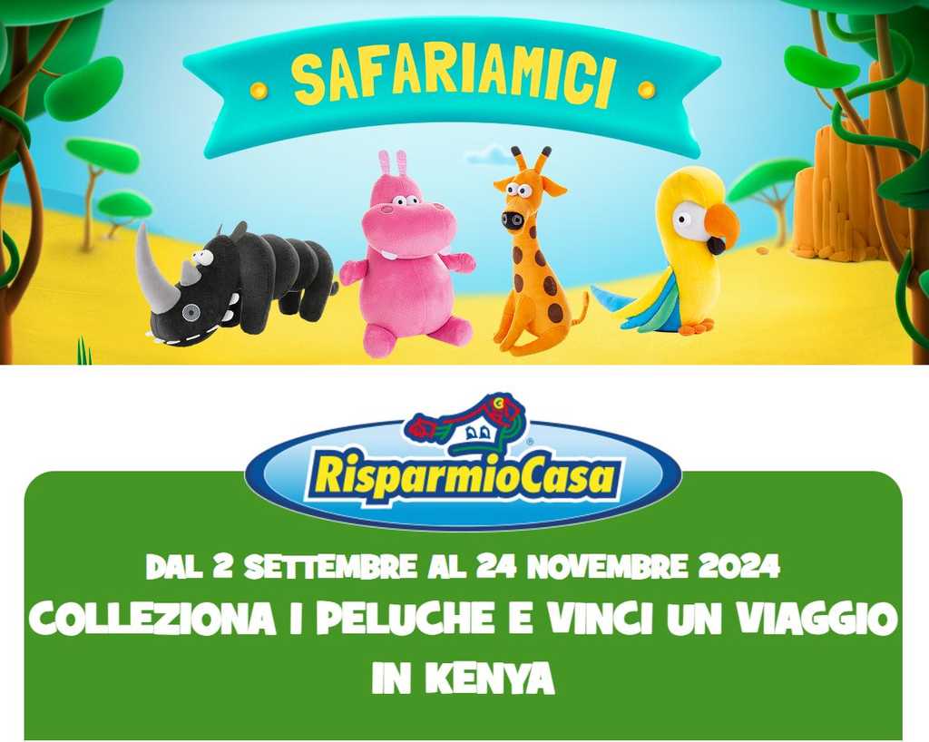 Collezione Peluche SafariAmici di Risparmio Casa e Vinci un Viaggio in Kenya!
