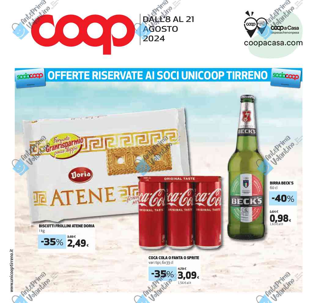 Volantino Coop Tirreno Toscana dal 8 al 21 agosto 2024