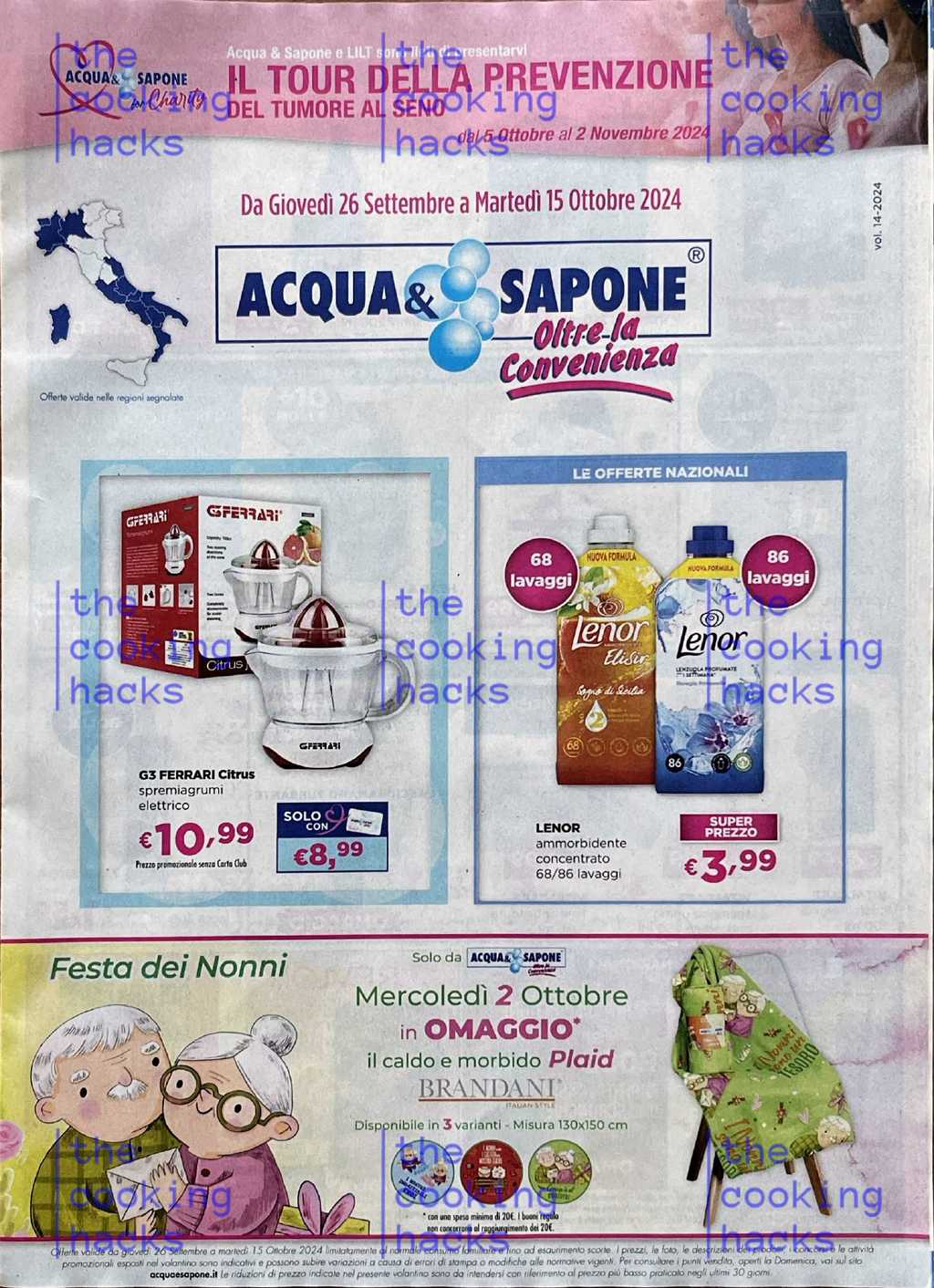 Volantino Acqua e Sapone dal 26 settembre al 15 ottobre 2024: Tour Prevenzione Tumore al Seno