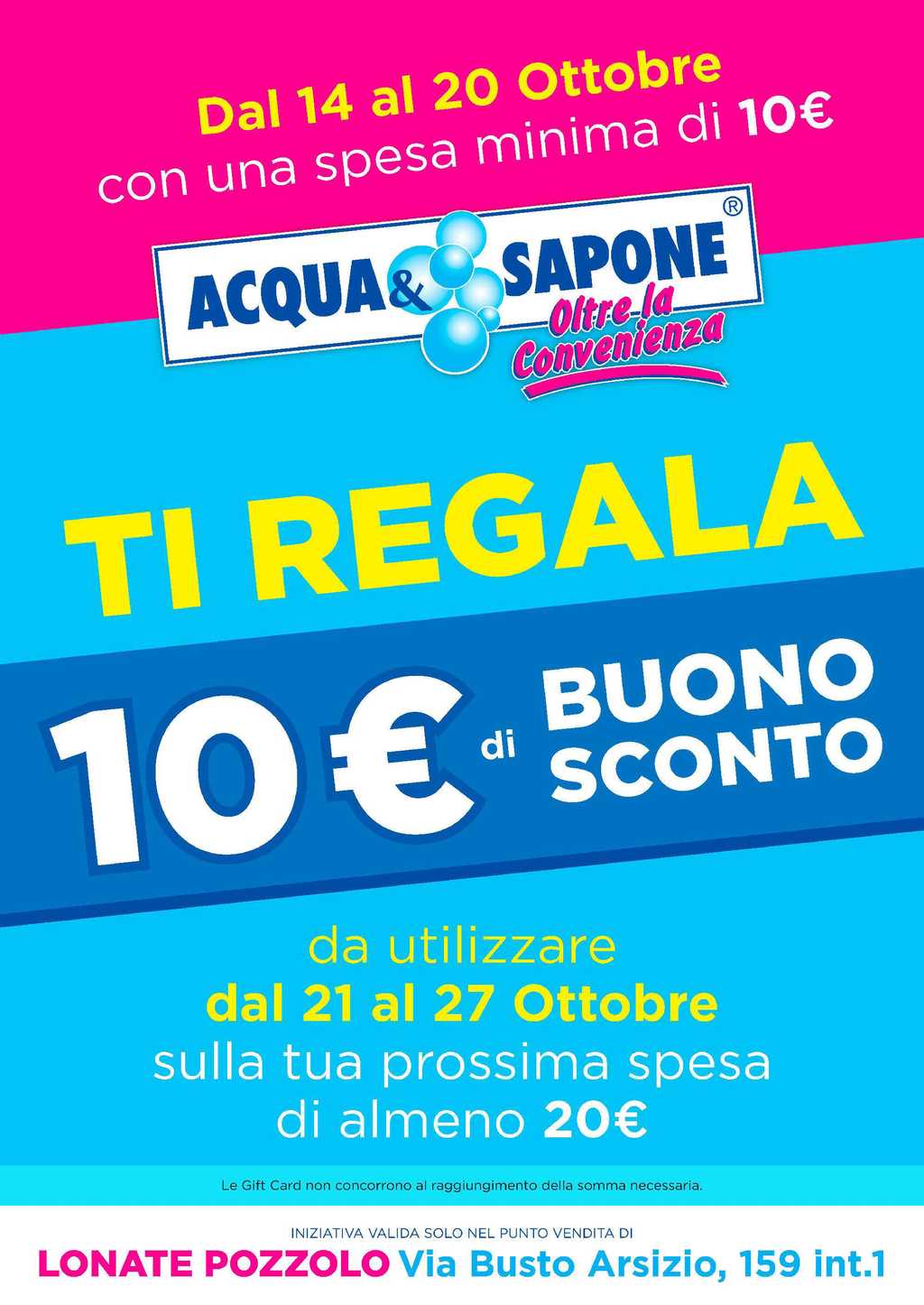 Offerte Acqua e Sapone in arrivo a Lonate Pozzolo: Scopri come ottenere un buono sconto di 10€