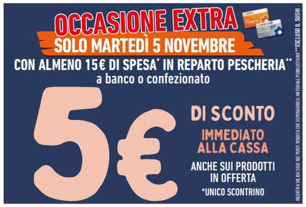 Conad Lombardia: Sconto immediato di 5 euro in pescheria ma solo il 5 novembre 2024