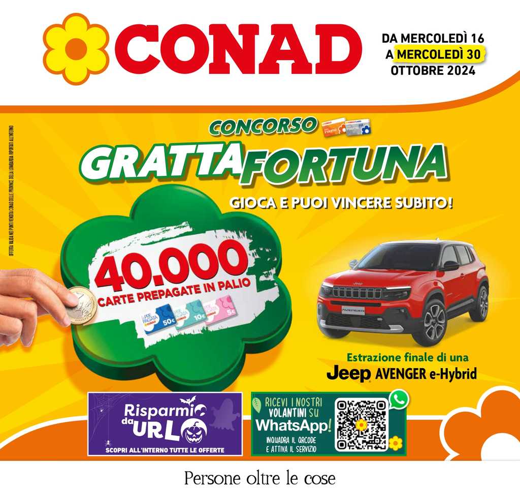 Concorso "Gratta Fortuna" con il volantino Conad dal 16 al 30 ottobre 2024
