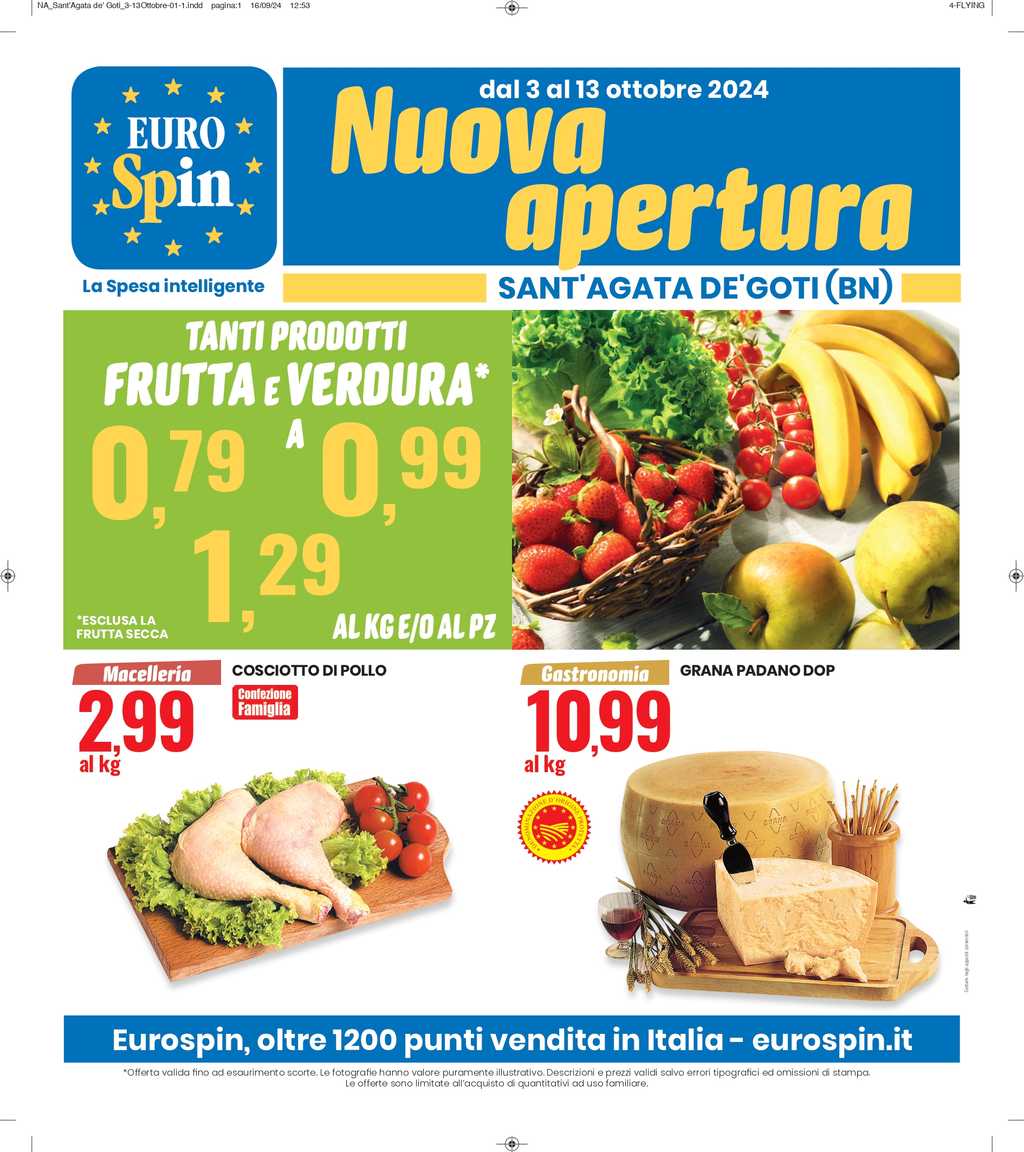 Nuovo Eurospin a Sant'Agata de' Goti: Apertura il 3 ottobre 2024 con offerte speciali e orari estesi