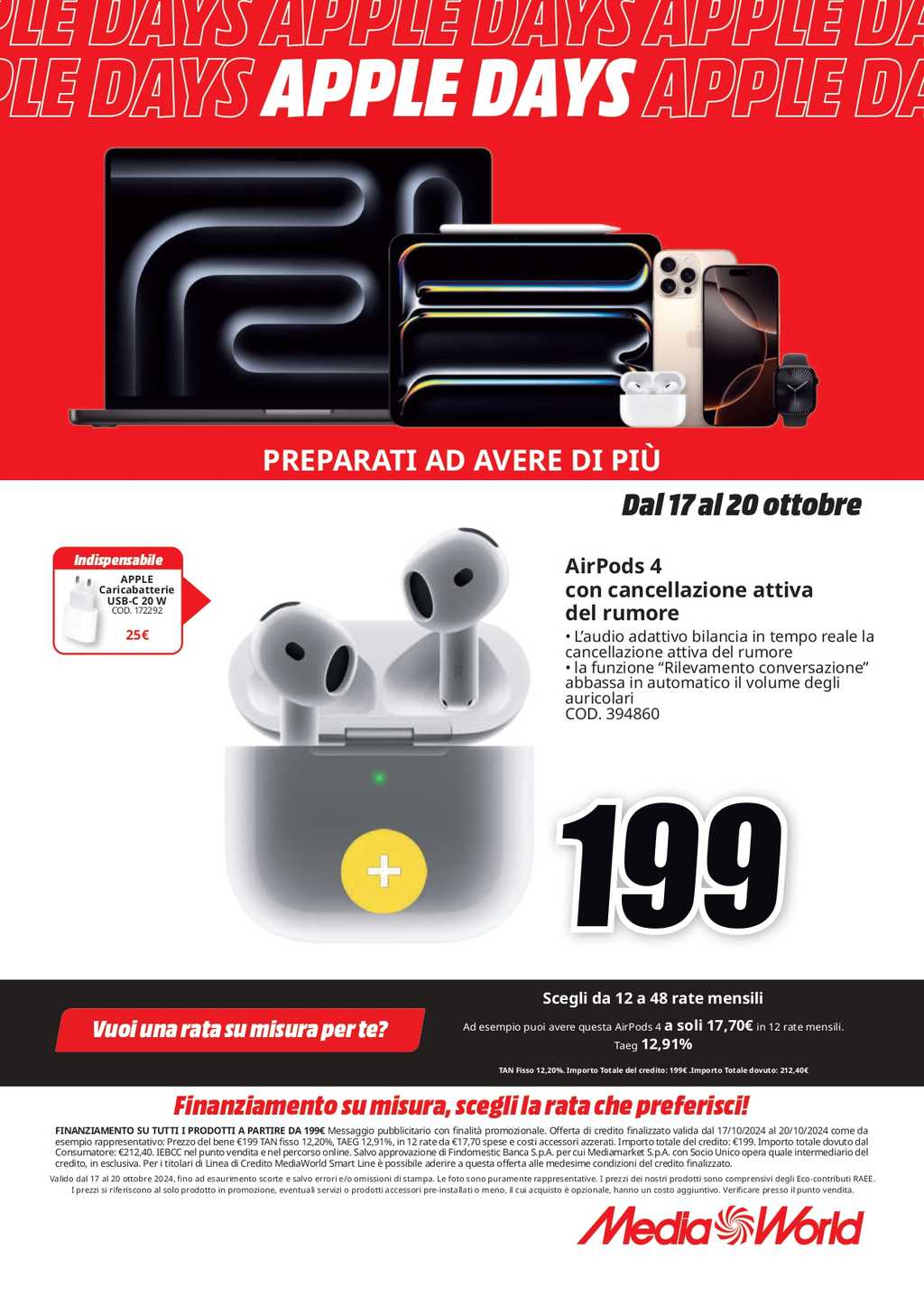 Apple Days MediaWorld: Offerte dal 17 al 20 ottobre 2024