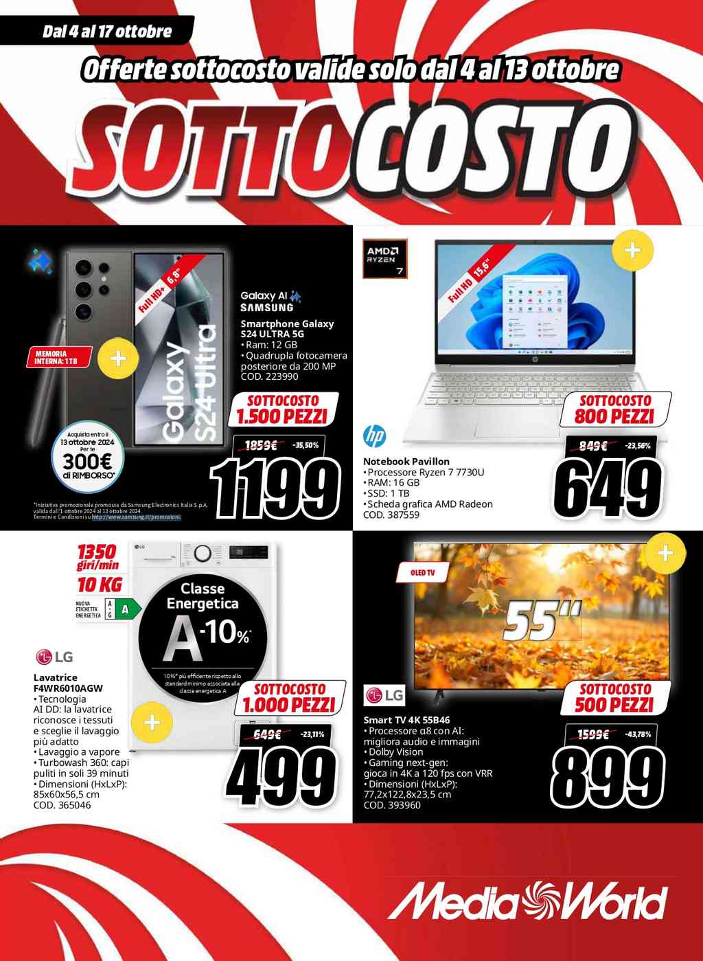Offerte Sottocosto Mediaworld: scopri gli sconti esclusivi dal 4 ottobre 2024