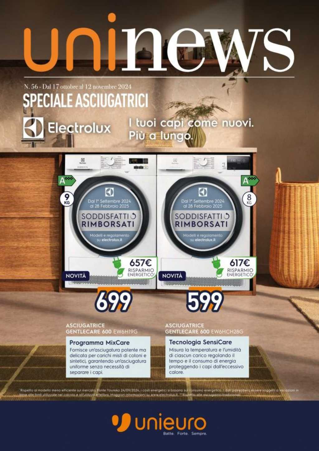 Volantino Unieuro Asciugatrici dal 17 ottobre al 12 novembre 2024
