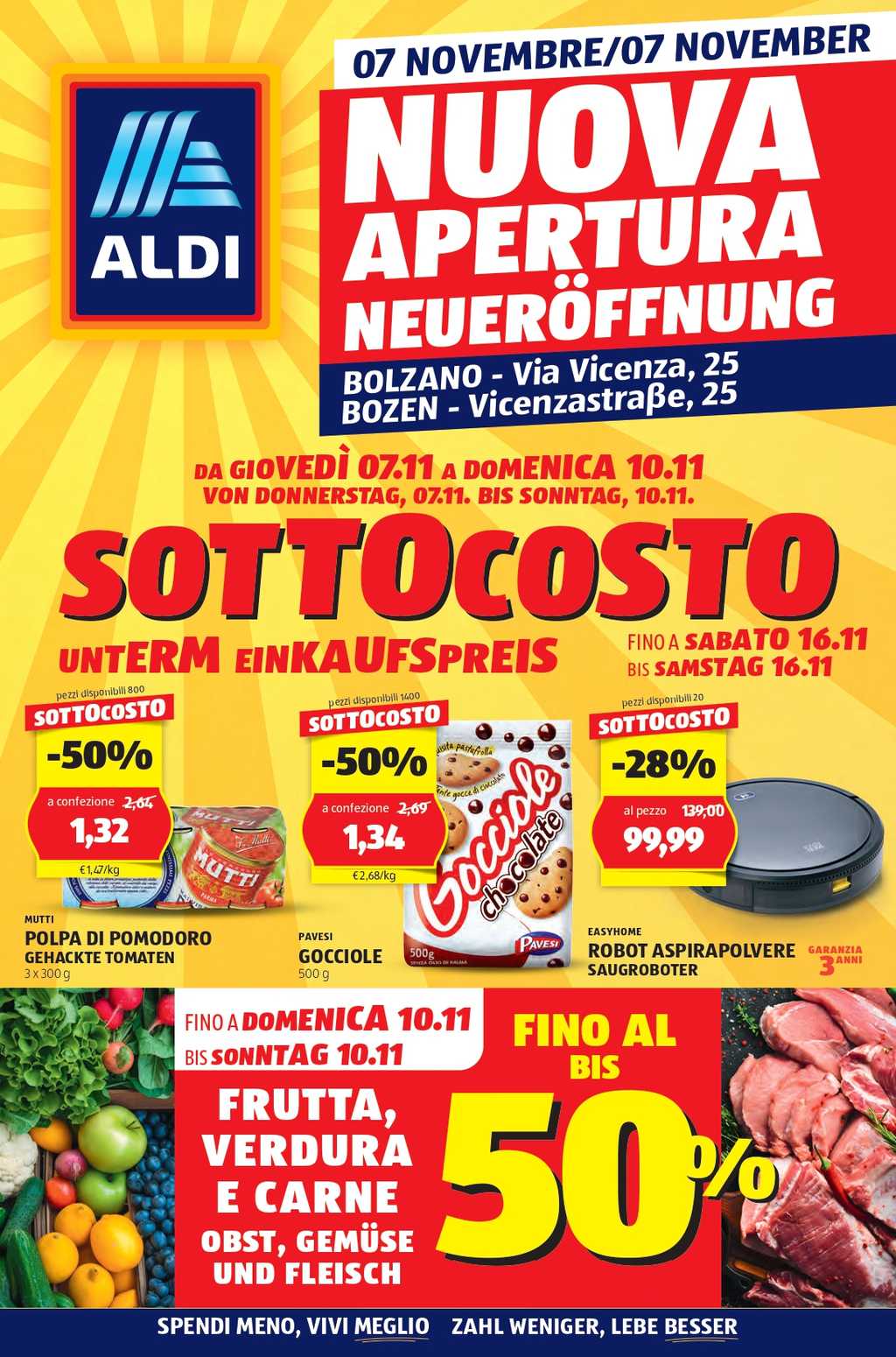 Volantino Aldi per nuova apertura a Bolzano dal 7 al 16 novembre 2024